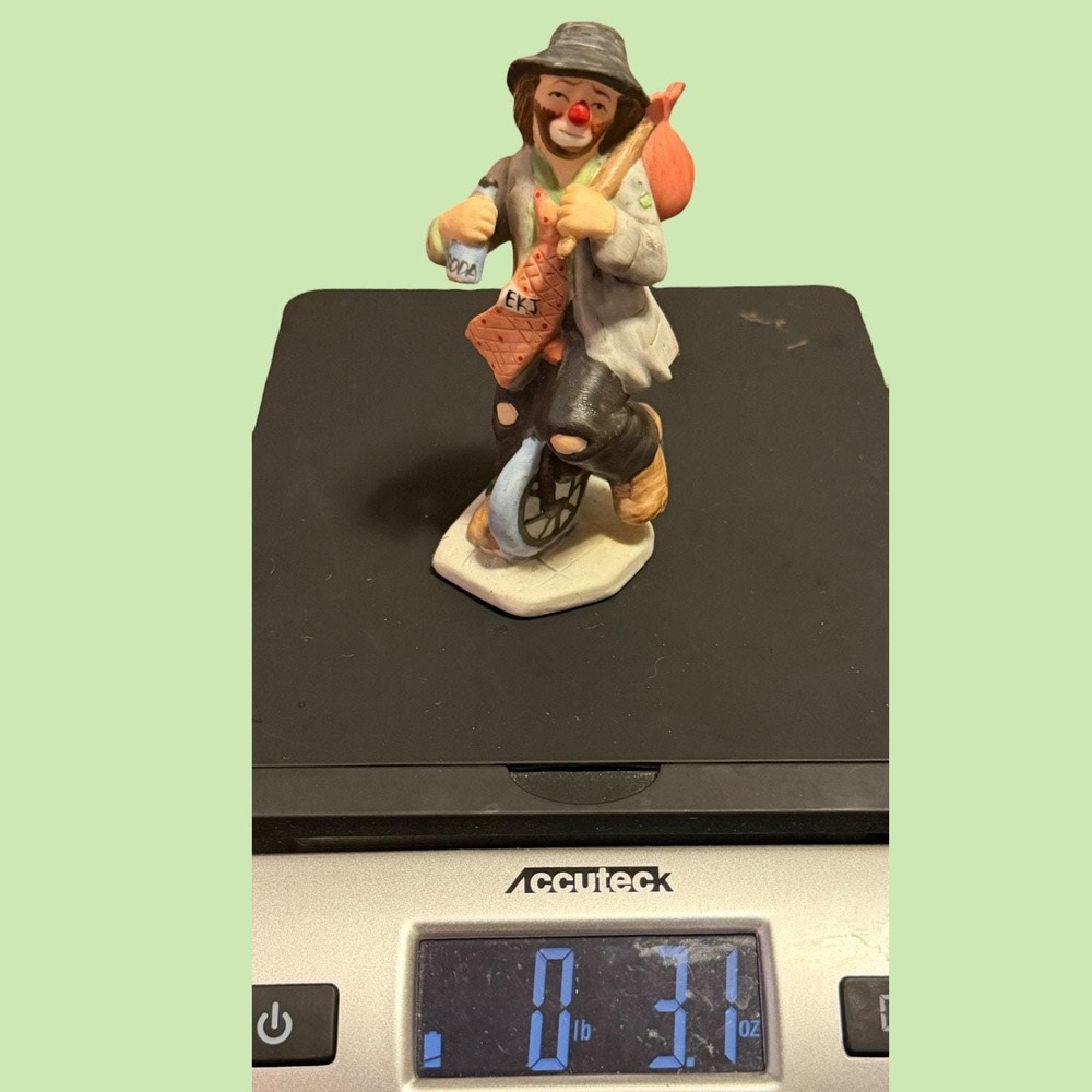 Emmett Kelly Jr Hobo Clown Figurine Flambro EKJ Unicycle Soda Vintage - Picture 14 of 14